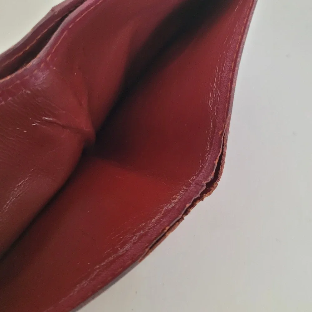 Cartier Burgundy Leather Bifold Wallet Must de Cartier Gold Corners Vintage